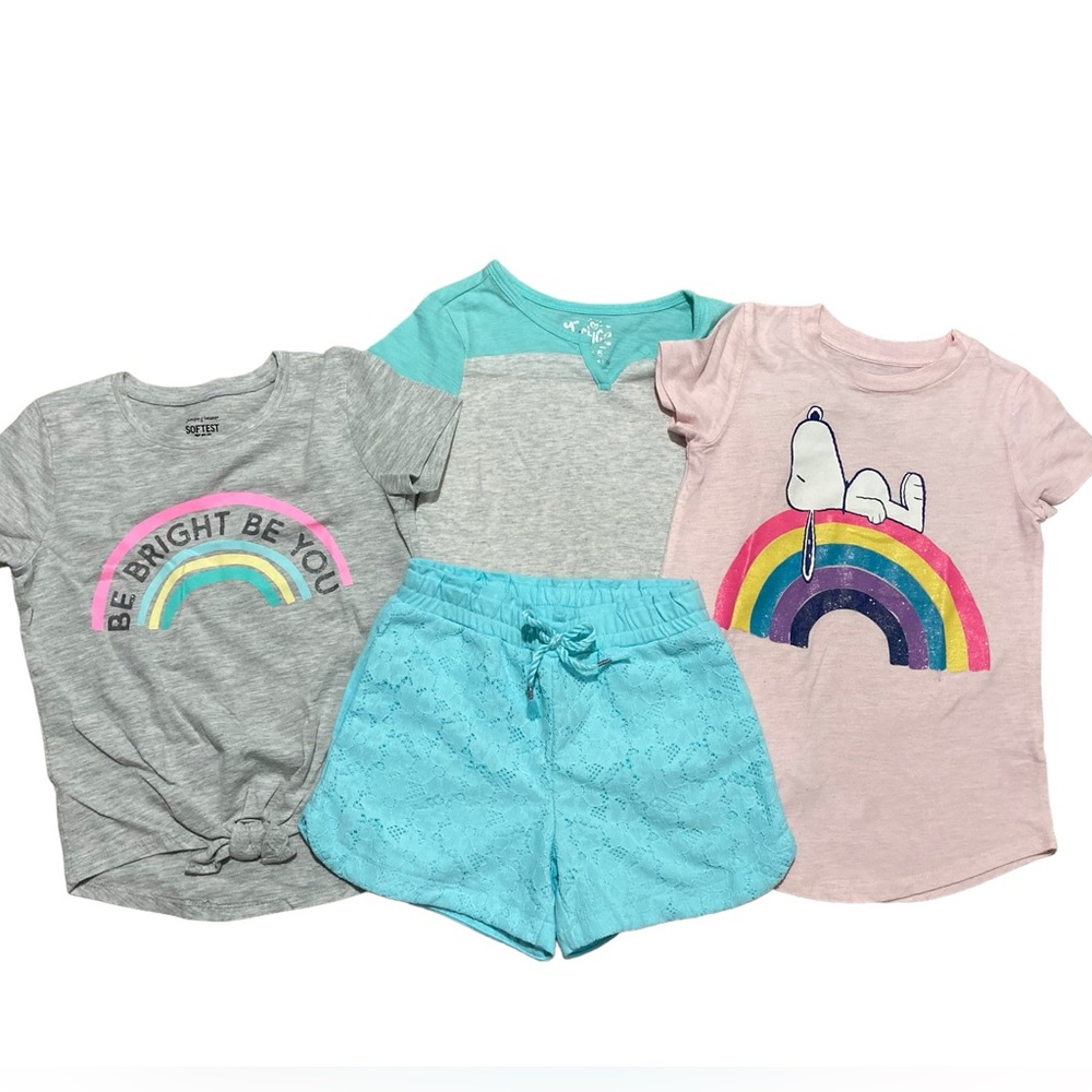 Girls 4-piece tops and shorts lot